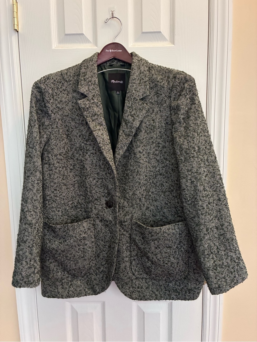 Madewell Women's Hunter Green Tweed Blazer size XL